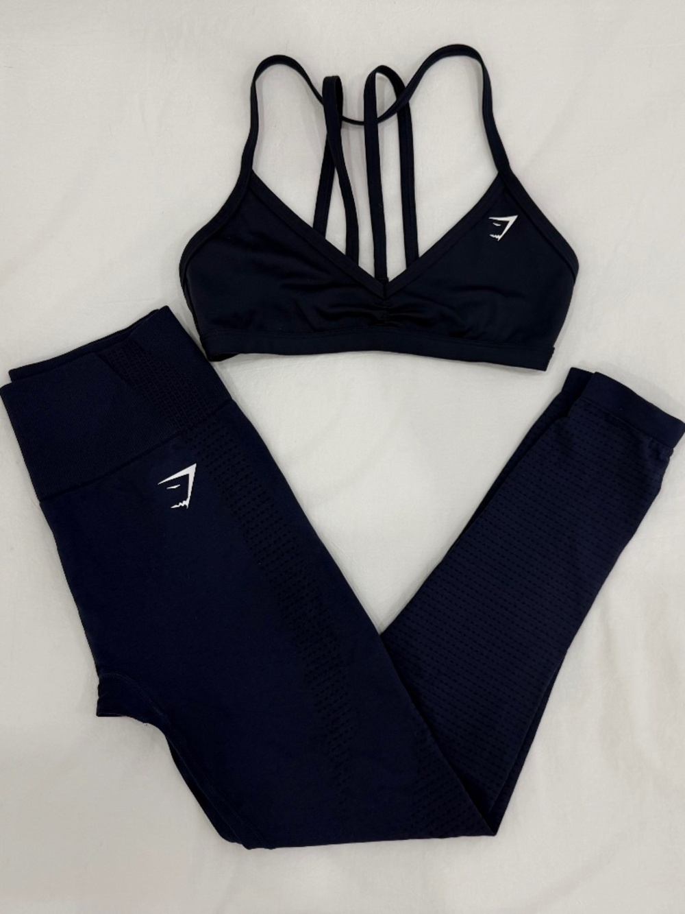 Gymshark Minimal Sports Bra and Vital Seamless 2.0 Leggings in Heavy Blue/Marl